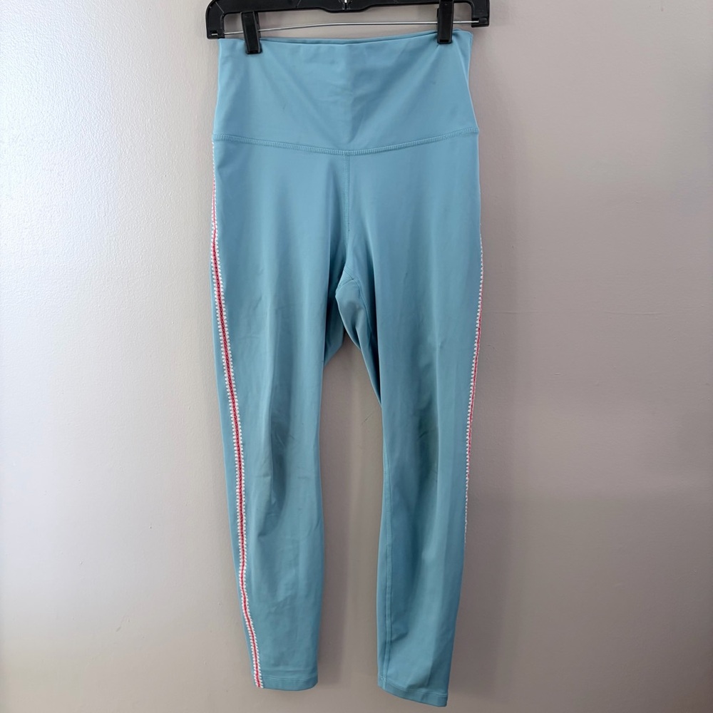 Nike Yoga Dri-FIT Crochet Trim High-Waisted 7/8 Leggings Blue/Pink M - Picture 3 of 11